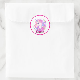 Sticker Rond unicorn & personalize your name