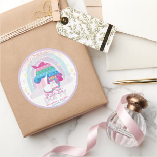 Sticker Rond Unicorn personnalisée Pop It Girl Anniversaire