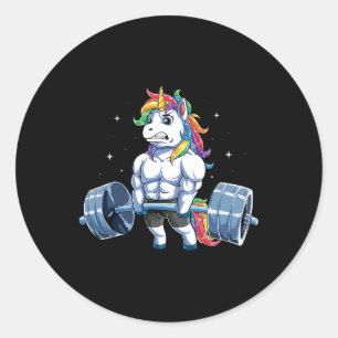 Sticker Rond Unicorn Poids Deadlift Fitness Gym Hommes Femme