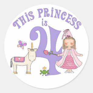 Sticker Rond Unicorn Princess 4e anniversaire