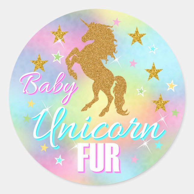 Sticker Rond Unicorn Stickers, Parties scintillant d'or Unicorn (Devant)