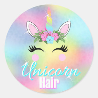 Sticker Rond Unicorn Stickers, Unicorn Hair, faveurs du parti