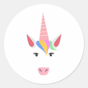 Sticker Rond Unicorn Visage Eyelashes Halloween Costume Avec Ch
