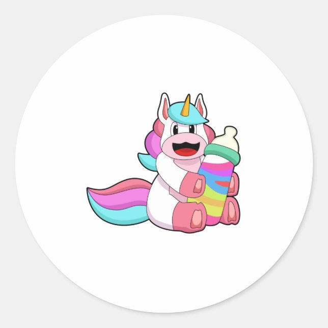 Sticker Rond Unicorn with Baby bottle.PNG (Devant)