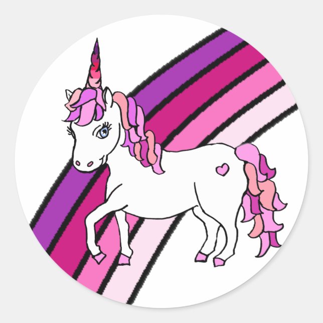Sticker Rond Unicorne arc-en-ciel (Devant)