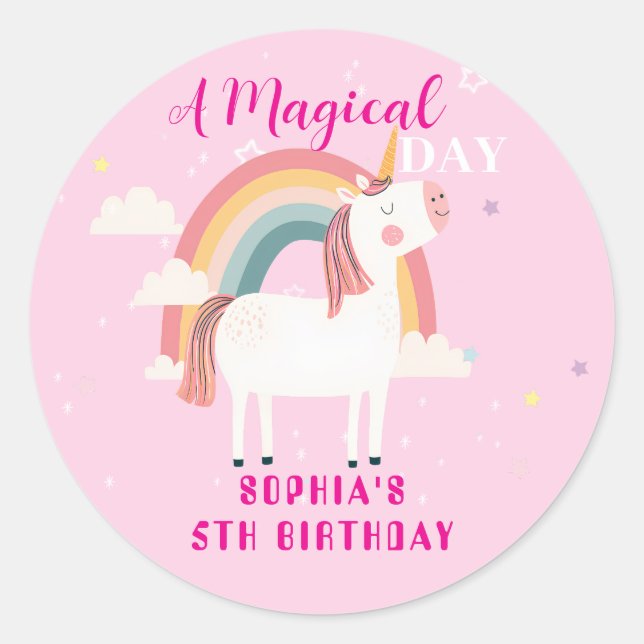 Sticker Rond Unicorne arc-en-ciel (Devant)