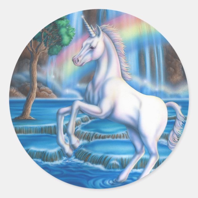 Sticker Rond Unicorne arc-en-ciel (Devant)