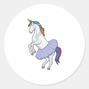 Sticker Rond Unicorne au Ballet avec jupe