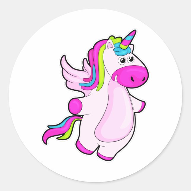 Sticker Rond Unicorne au vol (Devant)