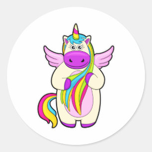 Sticker Rond Unicorne aux cheveux colorés
