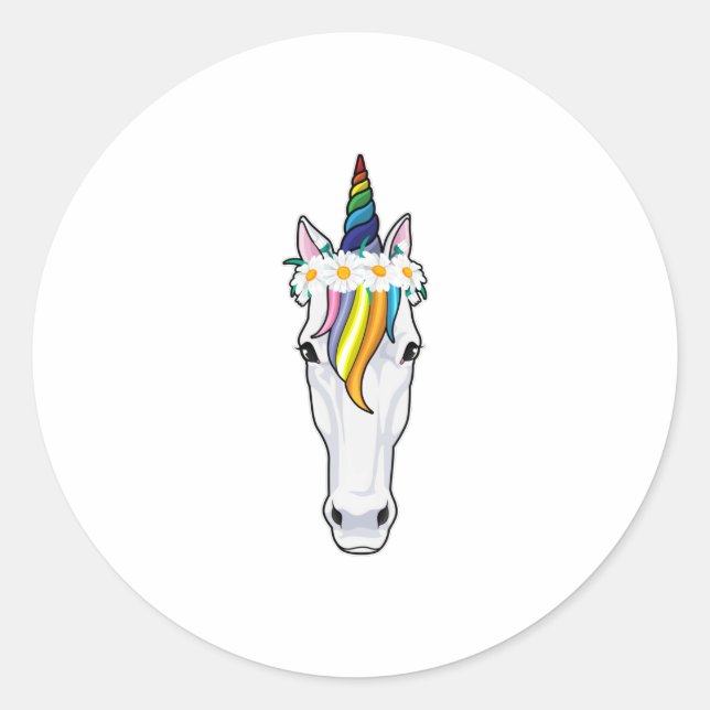 Sticker Rond Unicorne aux fleurs (Devant)