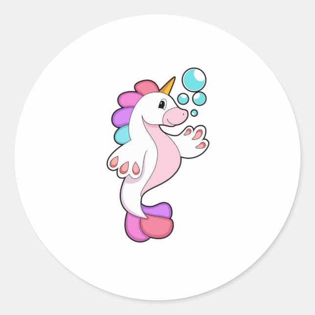 Sticker Rond Unicorne avec bulles d'eau.PNG (Devant)