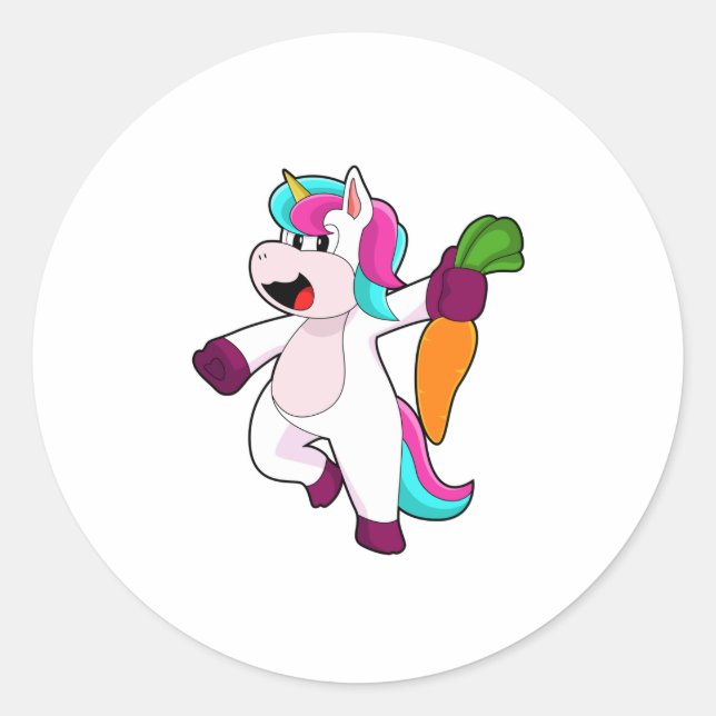 Sticker Rond Unicorne avec carotte (Devant)