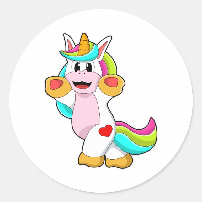 Sticker Rond Unicorne avec tatouage cardiaque (Devant)