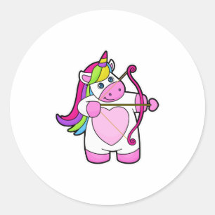 Sticker Rond Unicorne comme Archer avec Bow et Flèche