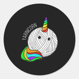 Sticker Rond Unicorne d'art de fils amusant - Photo Crochet de