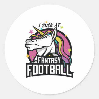 Sticker Rond Unicorne drôle - JE SUCK AU FOOTBALL IMAGINAIRE