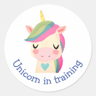 Sticker Rond Unicorne en formation Citation amusante