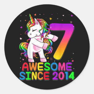 Sticker Rond Unicorne Flossing 7 Ans Unicorne