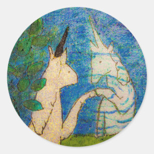 Sticker Rond Unicorne La réflexion sur un lac