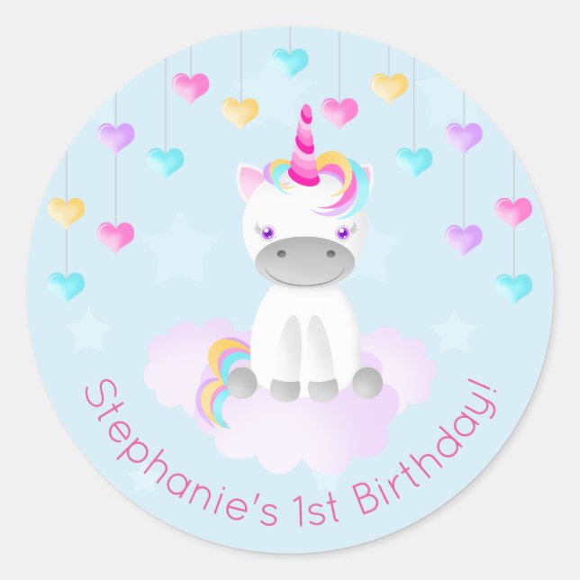 Sticker Rond Unicorne magique (Devant)