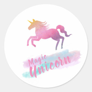 Sticker Rond Unicorne magique