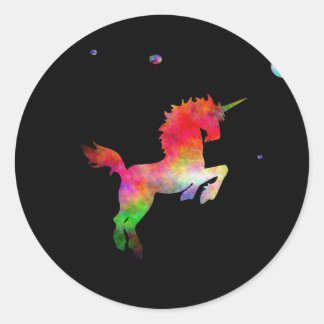 Sticker Rond Unicorne multi-hued Deep Space