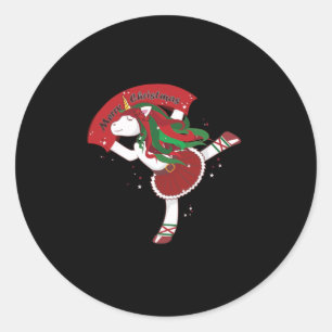 Sticker Rond Unicorne Noël laid