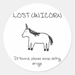 Sticker Rond Unicorne perdue