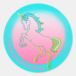 Sticker Rond Unicorne puissante