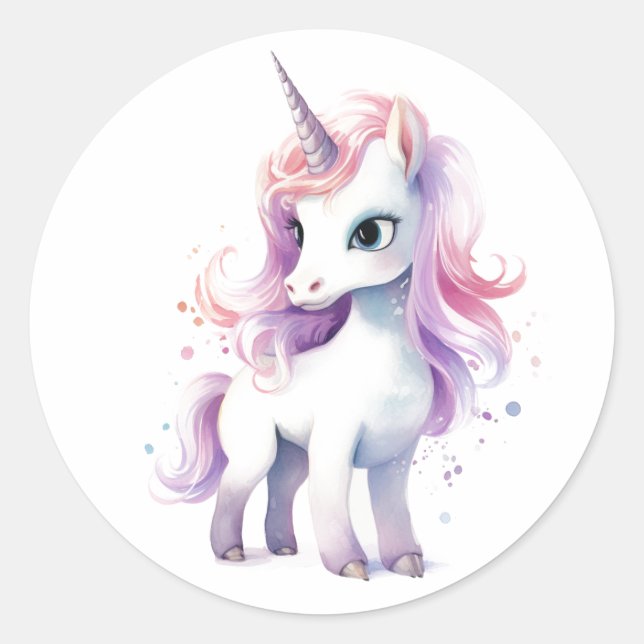 Sticker Rond Unicorne puissante et majestueuse (Devant)