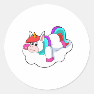 Sticker Rond Unicorne sur les nuages