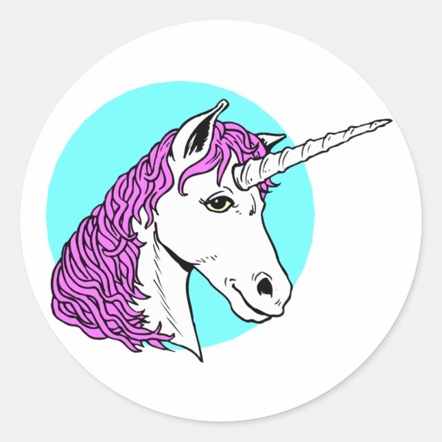 Sticker Rond Unicorne violette (Devant)