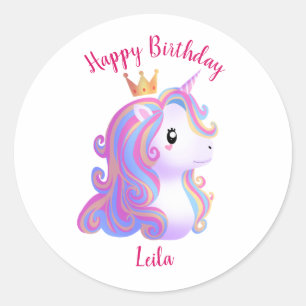 Sticker Rond Unicorne Whimsical Anniversaire