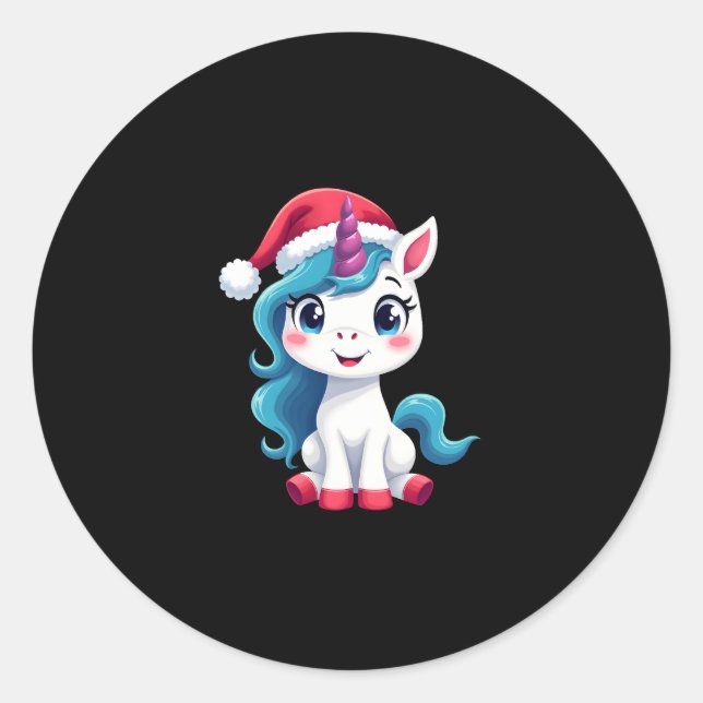 Sticker Rond Unicorns Christmas_Santa Claus Unicorn Tank Top (1 (Devant)