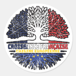 Sticker Rond Union européenne Europe France France Arbre Racine