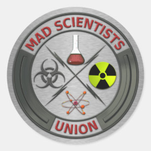 Sticker Rond Union folle de scientifique