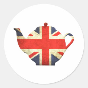 Sticker Rond Union Jack British Teapot