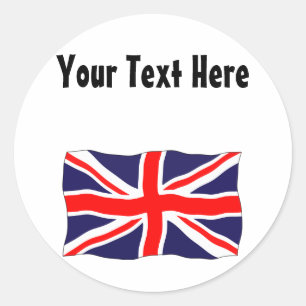 Sticker Rond Union Jack Flag - Personnalisable Avec Votre Texte