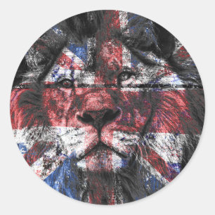 Sticker Rond Union Jack Lion