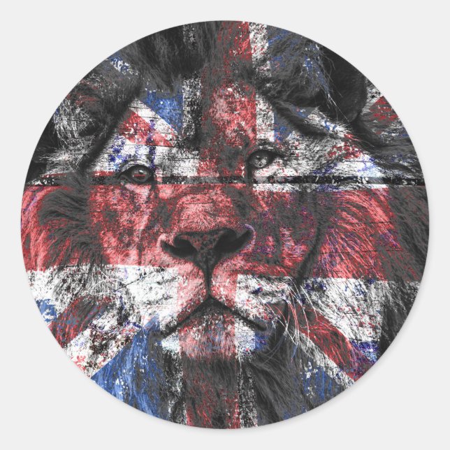 Sticker Rond Union Jack Lion (Devant)