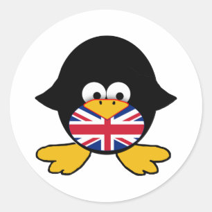 Sticker Rond Union Jack Penguin