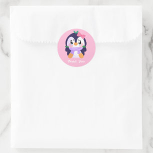 Sticker Rond Unique Broke Cute Penguin