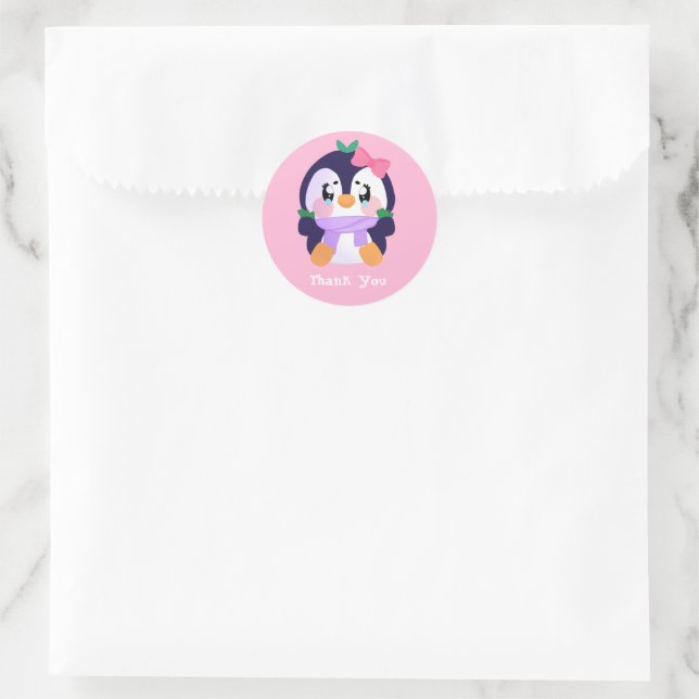 Sticker Rond Unique Broke Cute Penguin (Sac)