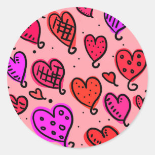 Sticker Rond Unique mignon Motif de coeur