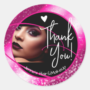 Sticker Rond Unique Modèle photo élégant Coeur de cadre rose 