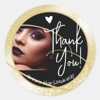 Sticker Rond Unique Modèle photo élégant Golden Frame Heart