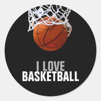 Sticker Rond Unique Moderne I Love Basketball