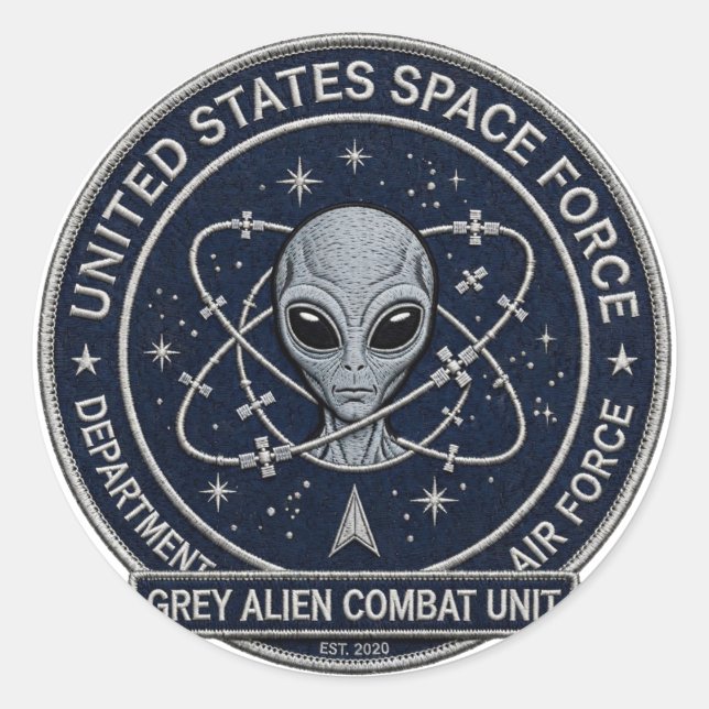 Sticker Rond Unité de combat d'aliens gris (Devant)