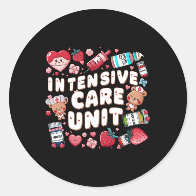 Sticker Rond Unité de soins intensifs rétro Infirmière Tech Val (Devant)